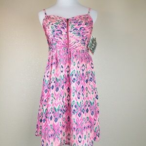 Roxy Pink Strappy Summer Zippered Dress LG